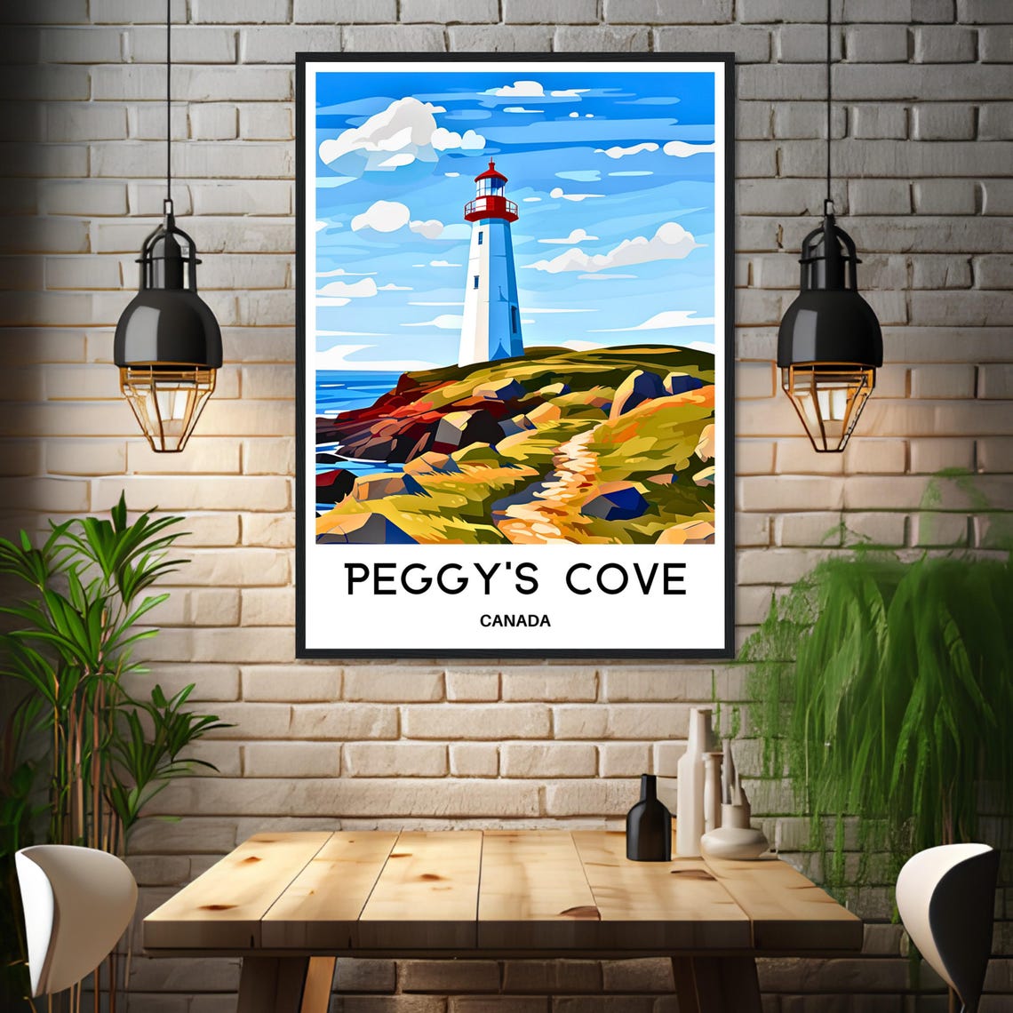 Peggy's Cove Canada Lighthouse Travel Poster On Rocky Atlantic Coast - Image 3