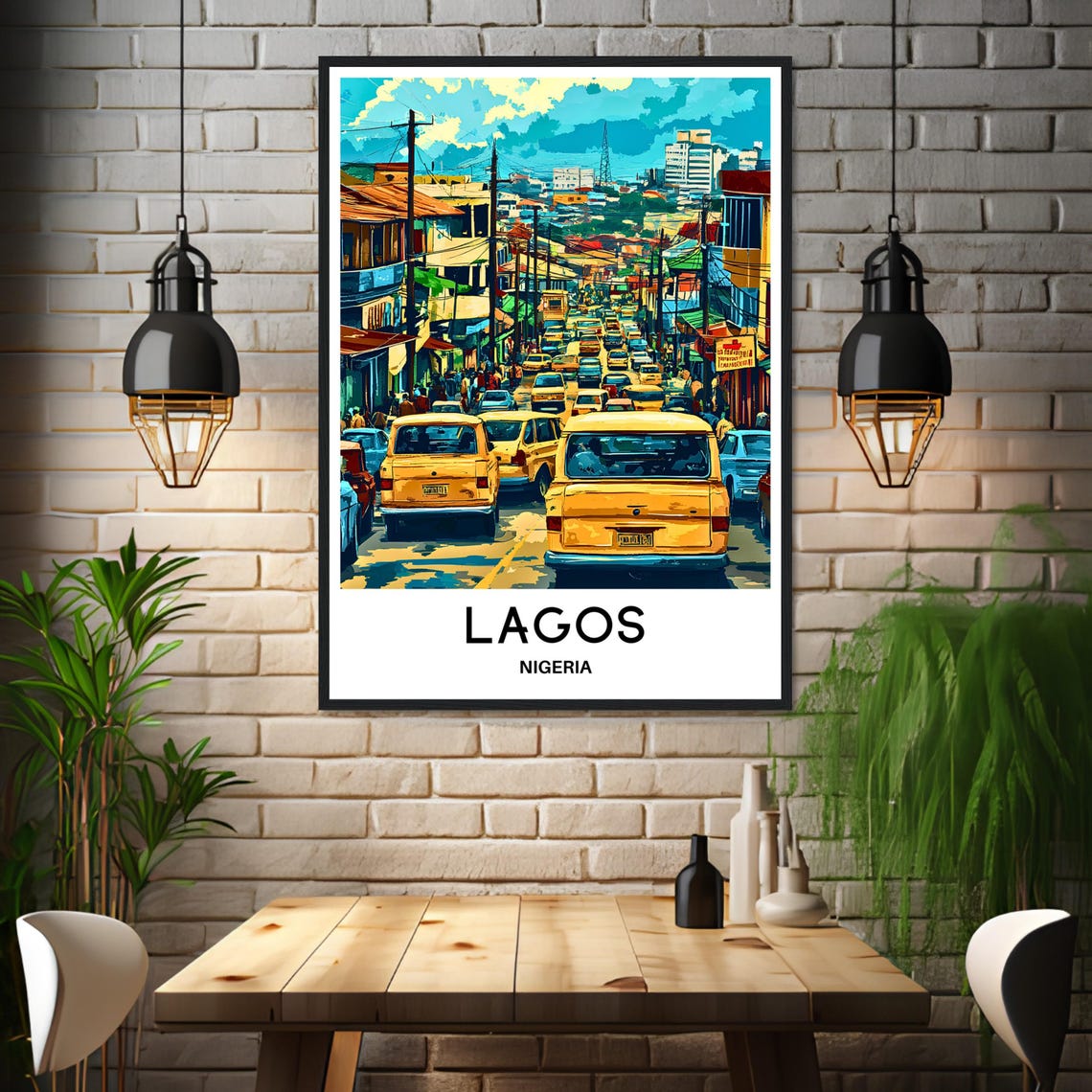 Lagos Nigeria Bustling Street Scene With Yellow Buses City Poster - Image 3