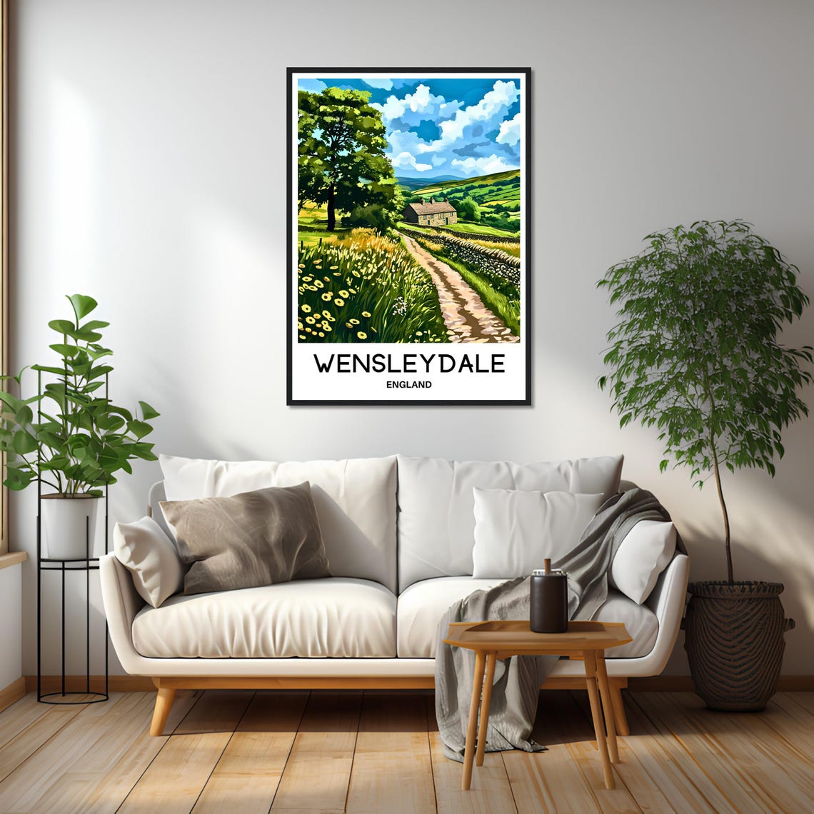 Wensleydale England Rolling Countryside Lane Cottage Travel Poster - Image 2