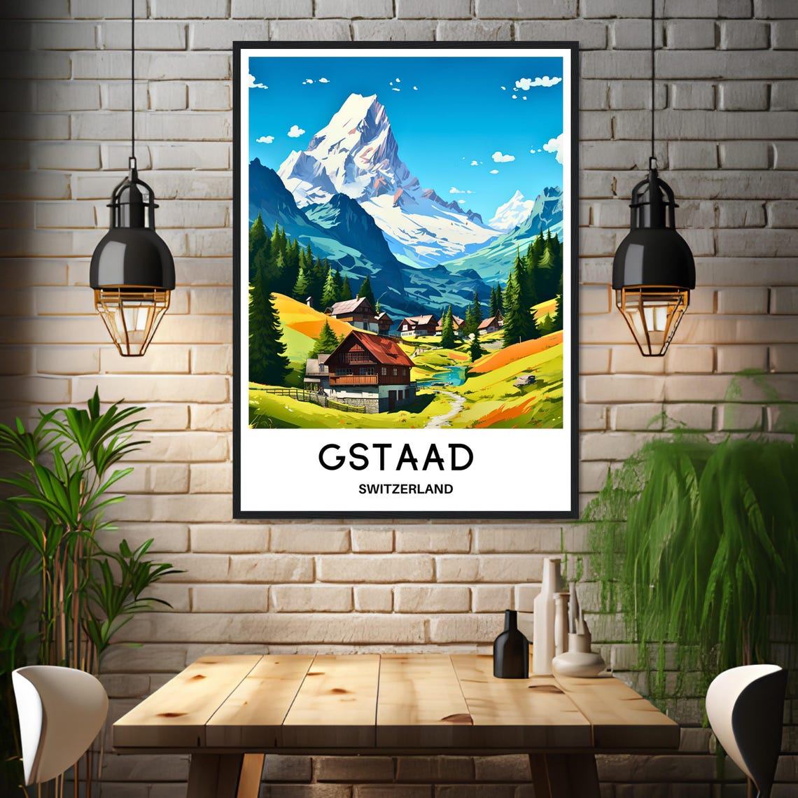 Gstaad Switzerland Alpine Chalets Beneath Snowy Peaks Poster - Image 3