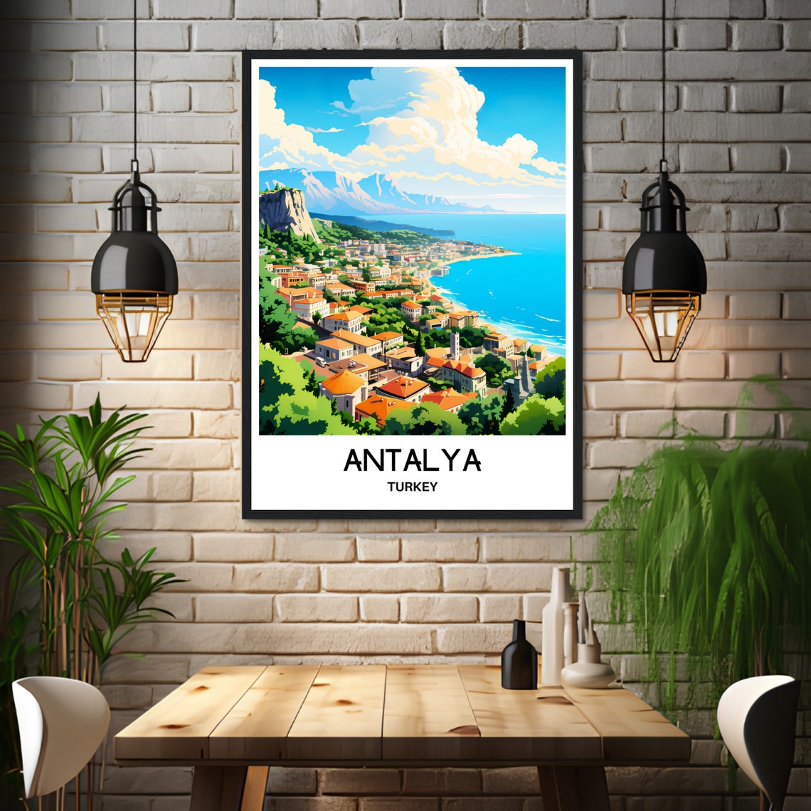 Antalya Turkey Mediterranean Coast City Aerial Seaside Travel Poster - Image 3