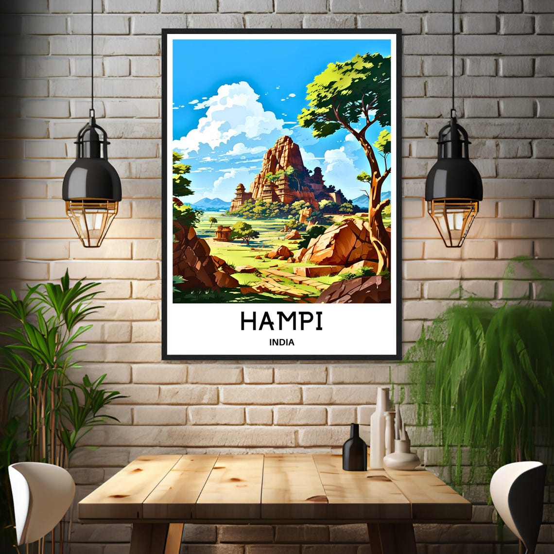 Hampi India Rocky Temples and Boulder Hills Landscape Poster - Image 3