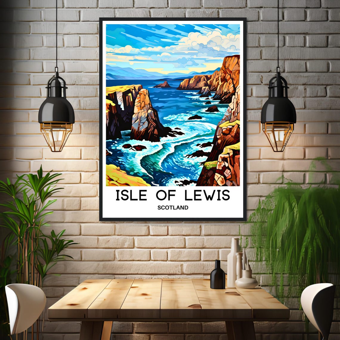 Isle Of Lewis Travel Print Isle Of Lewis Poster Scottish Art Print Scotland Lover Gift Wall Hanging Home Decor Isle Of Lewis Illustration - Image 3
