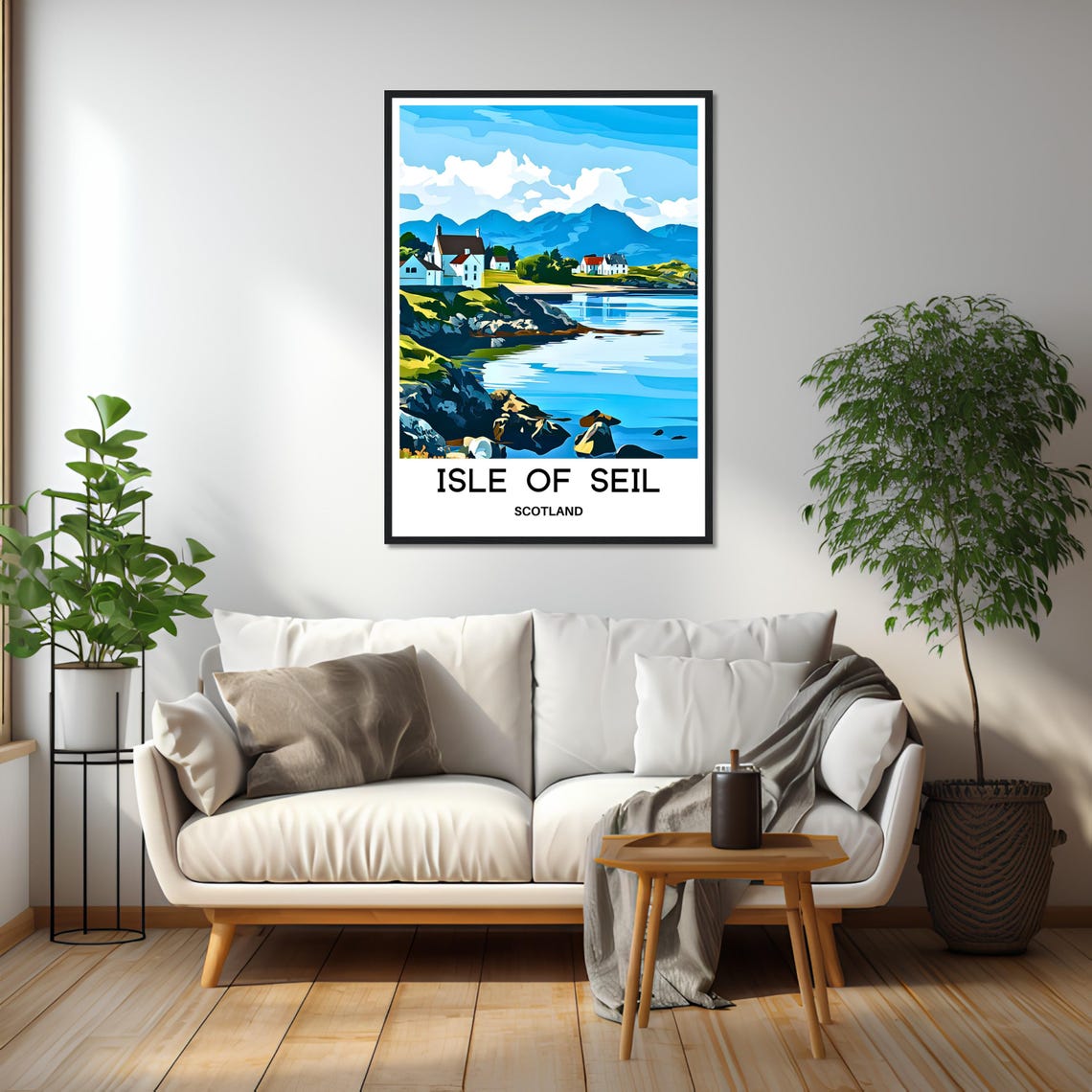 Scenic Isle Of Seil Scotland Coastal Village Harbor Travel Poster - Image 2