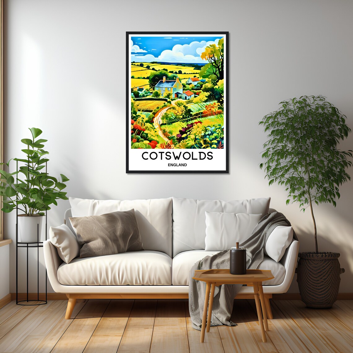 Cotswolds Farmhouse Country Lane England Rolling Hills Poster - Image 2
