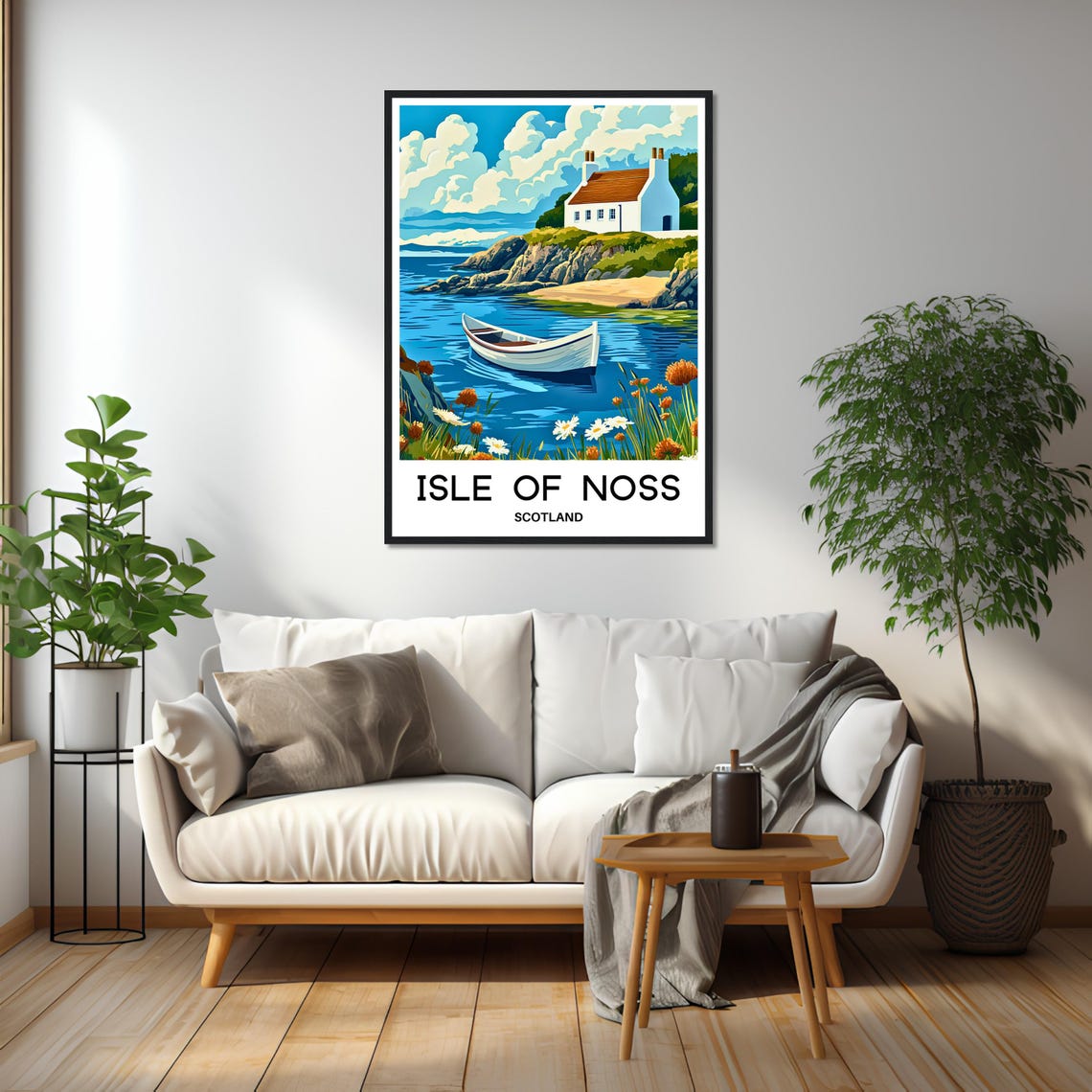Isle Of Noss Travel Print Isle Of Noss Poster Scottish Art Print Scotland Lover Gift Wall Hanging Isle Of Noss Illustration Home Decor - Image 2