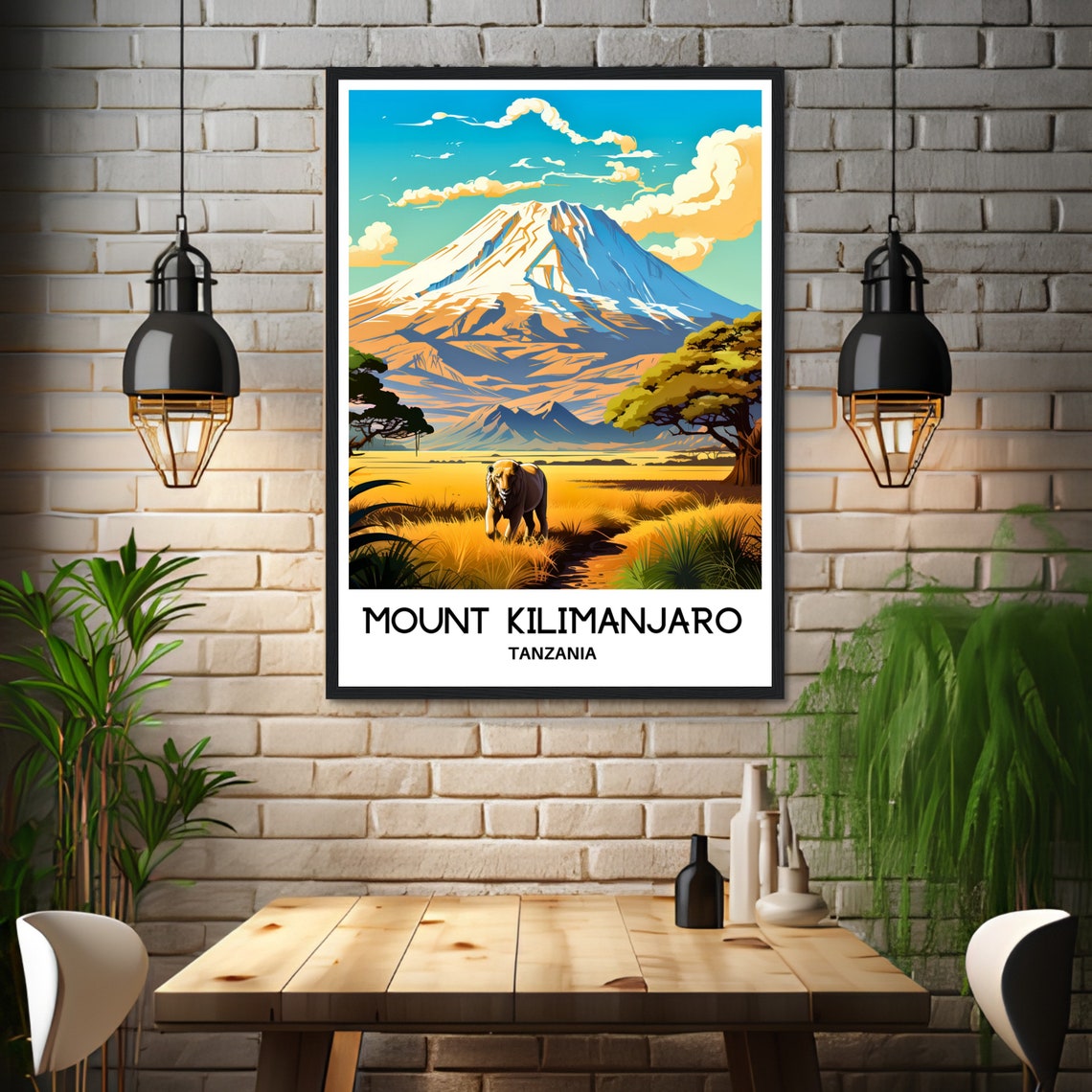 Mount Kilimanjaro Tanzania Lion Golden Savanna Travel Poster - Image 3