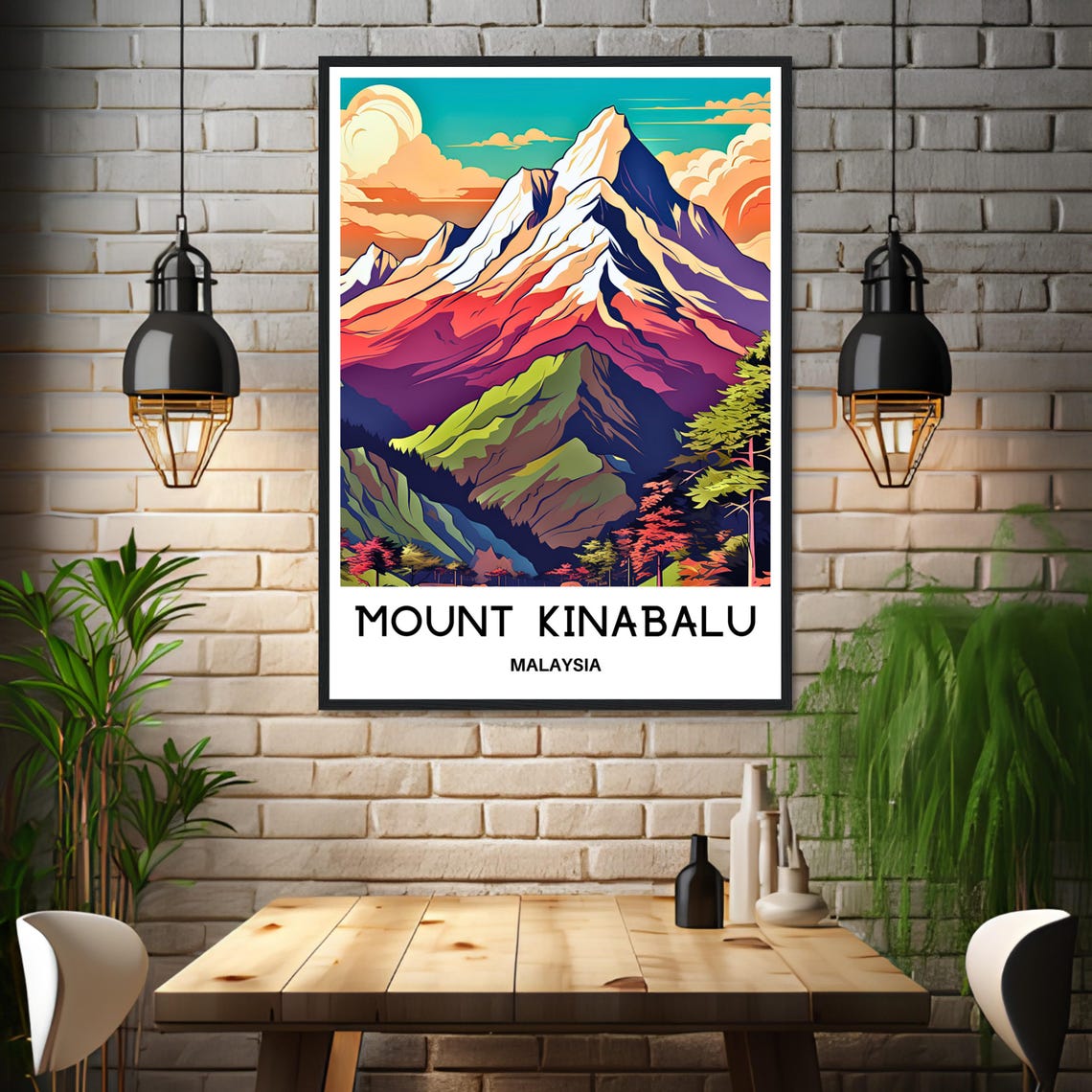 Mount Kinabalu Malaysia Sunset Peak Mountain View Travel Poster - Image 3