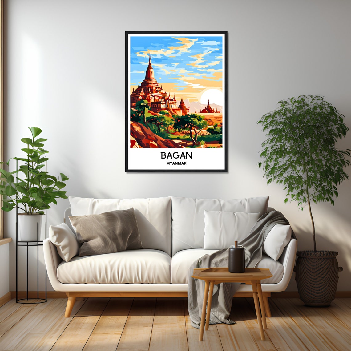 Bagan Myanmar Ancient Temples Golden Sunset Pagodas Travel Poster - Image 2