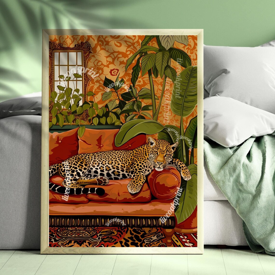 Terracotta Leopard Print, Maximalist Boho Wall Art