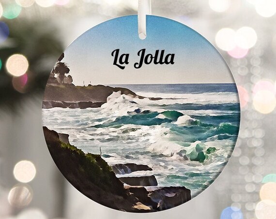 La Jolla Rocky Coast Waves California Seaside Ornament Poster