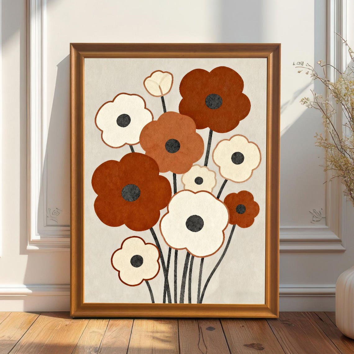 Abstract Terracotta Floral Poster Print