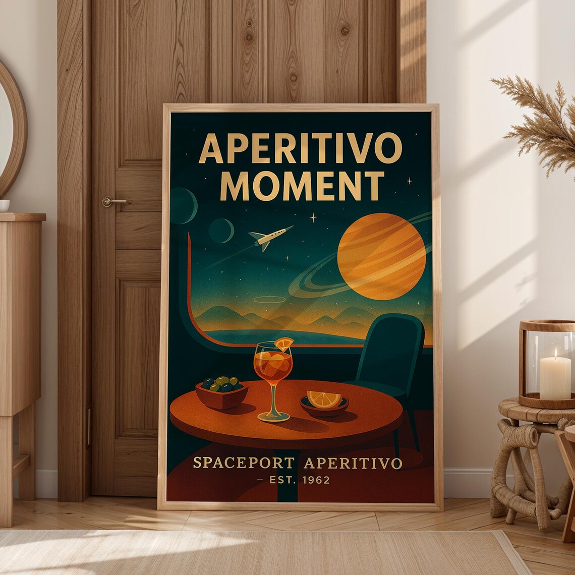 Aperitivo Moment Spaceport Retro Space Age Cocktail Bar Poster