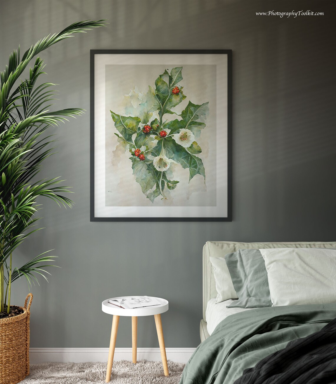 Winter Berry and Holly Branch Holiday Art Print - Image 3