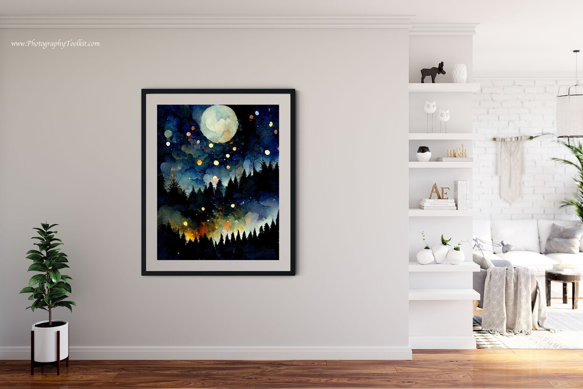 Starry Night Star Patterns Art Print, Moon Decor - Image 4