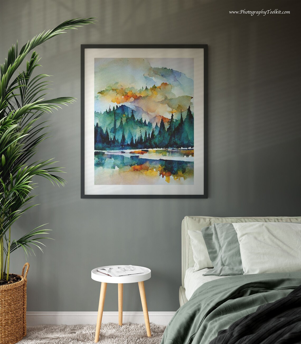 Winter Forest Landscape Watercolor Art Print - Image 3