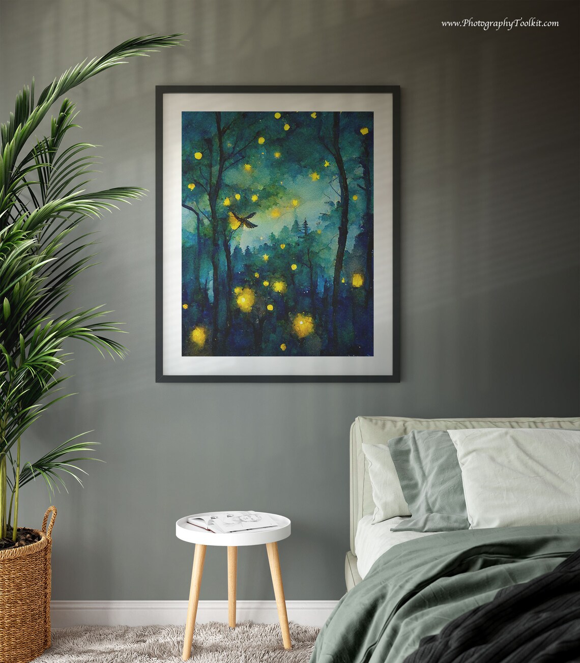 Firefly Night Sky Forest Art Print, Woodland Wall Art - Image 3