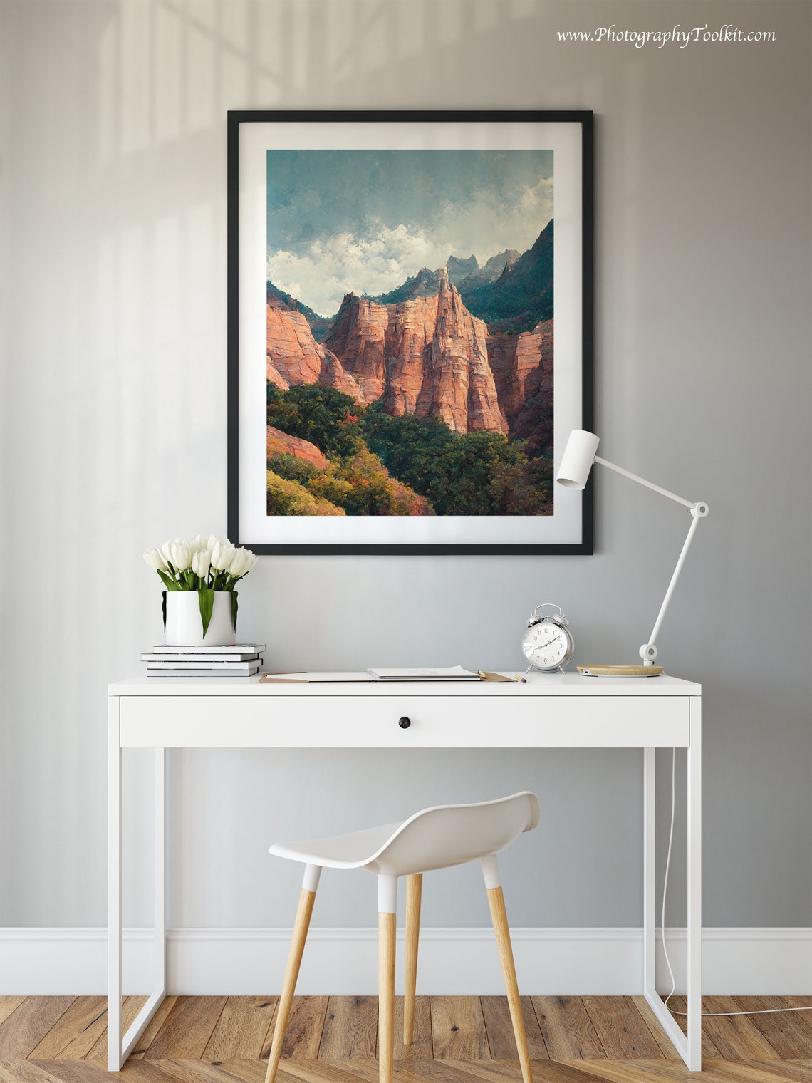 Zion Canyon Red Cliffs Wall Art Towering Sandstone Green Valley View - Image 2