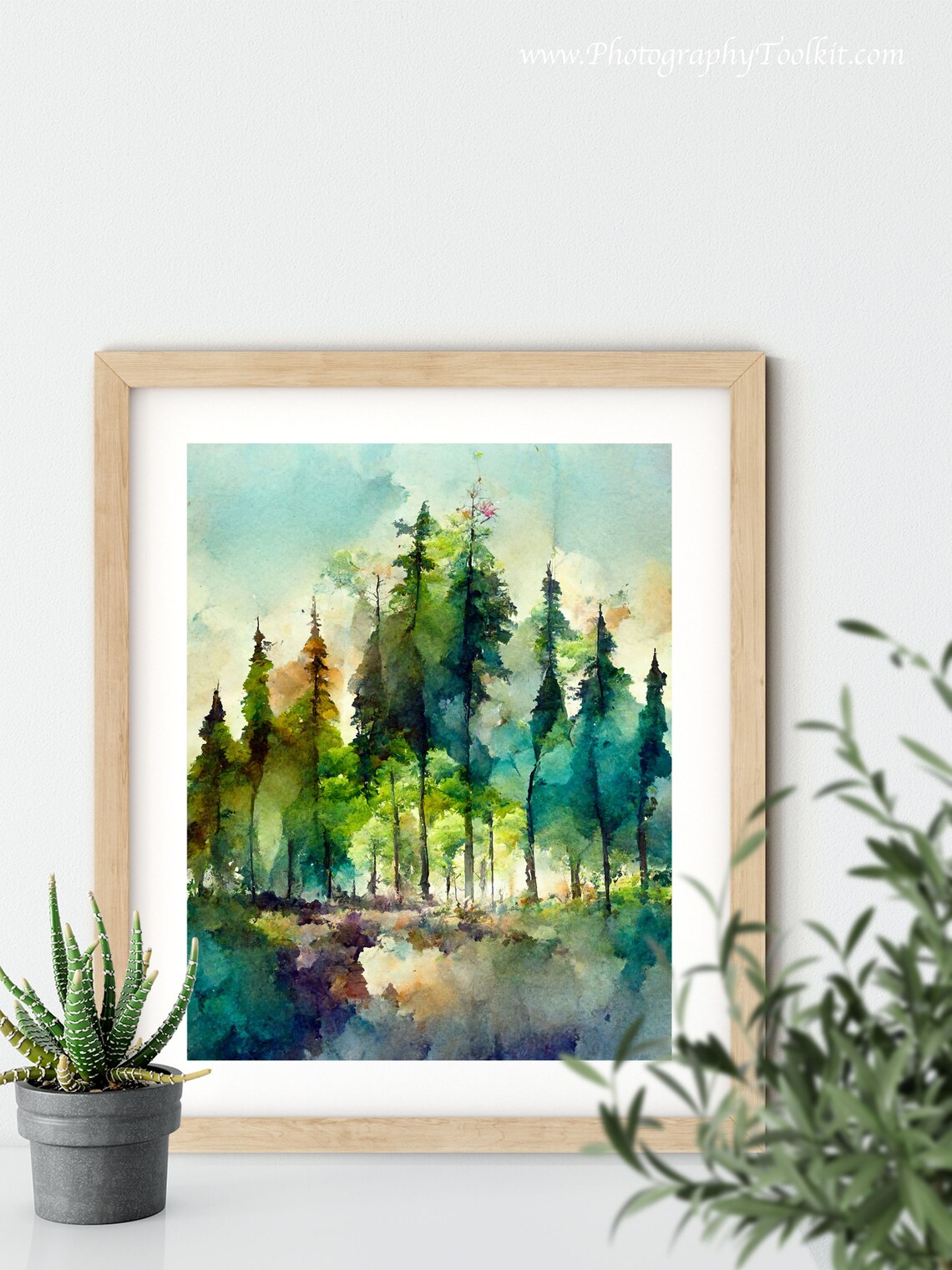 Watercolor Forest Winter Landscape Art Print - Image 5