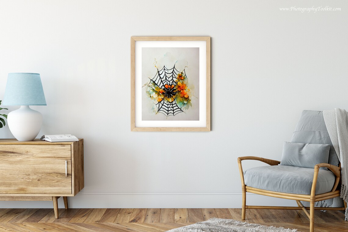 Spider Web Spider, Halloween Decor Art Print - Image 4