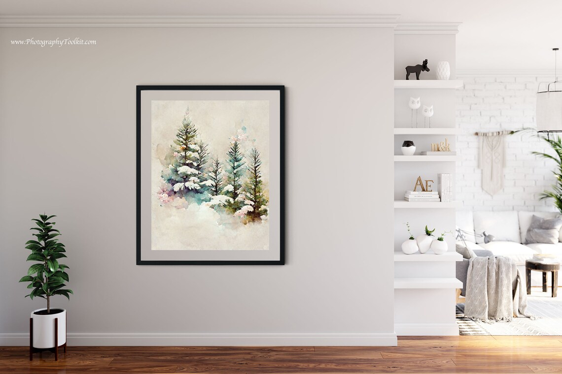 Pine Tree Print, Winter Landscape Art Print - Image 4