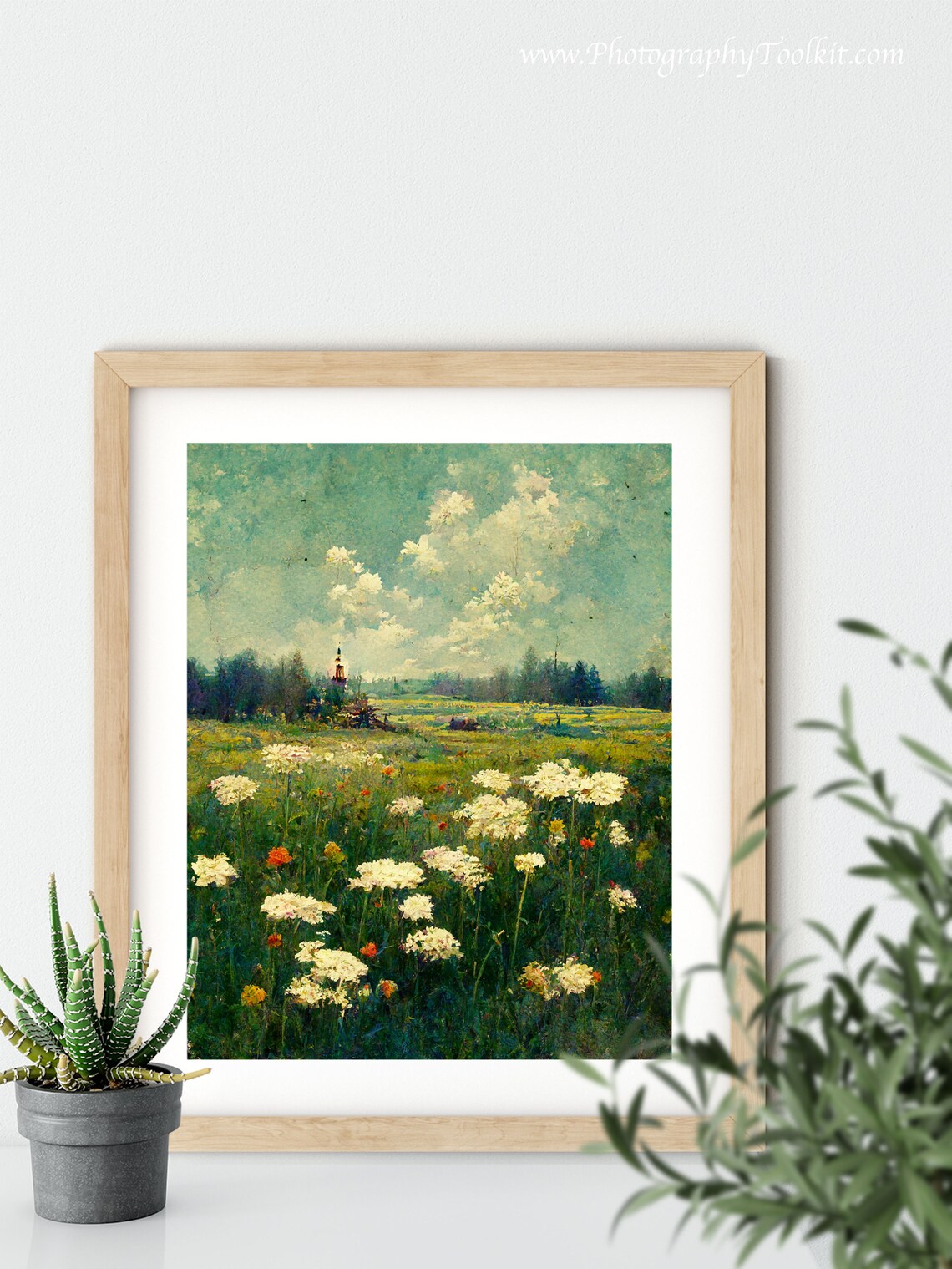Vintage Spring Meadow Painting, Country Landscape Art Print - Image 5