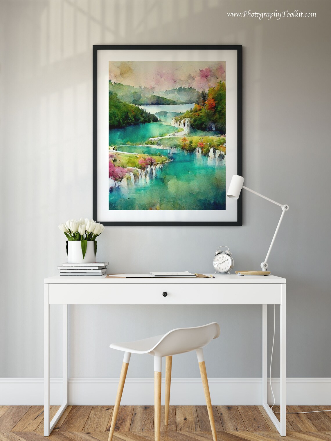 Plitvice Lakes National Park Neutral Landscape Art Print - Image 2
