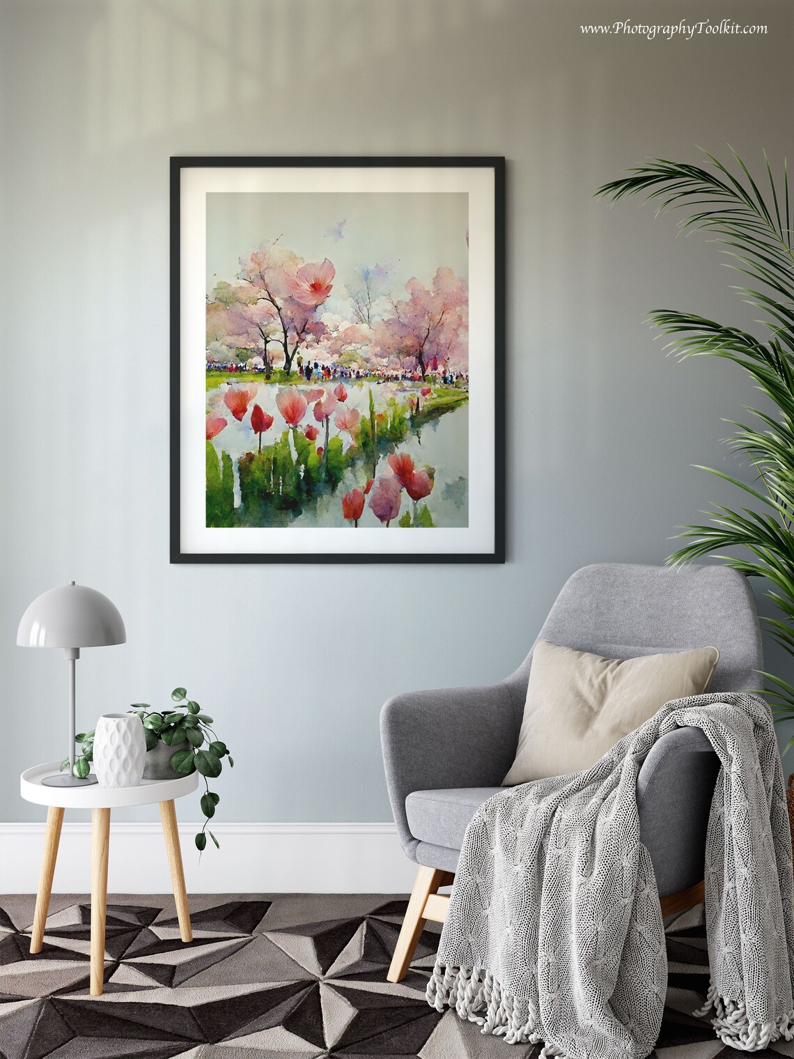 Tulip Field Landscape Art Print, Vintage Floral - Image 6