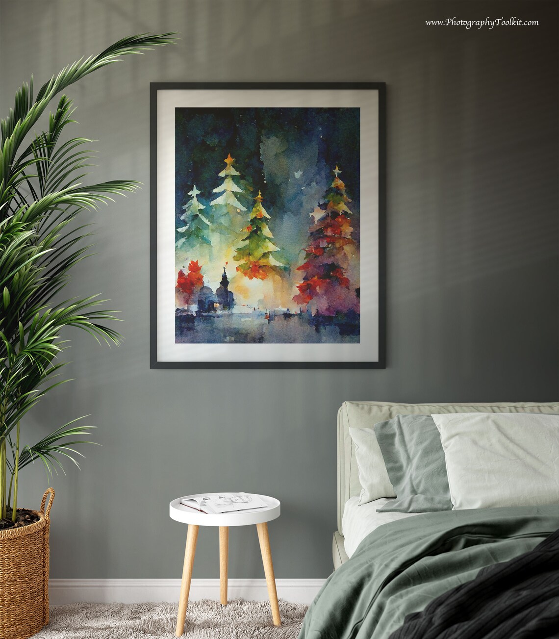 Christmas Trees Watercolor Art Print, Holiday Decor - Image 3