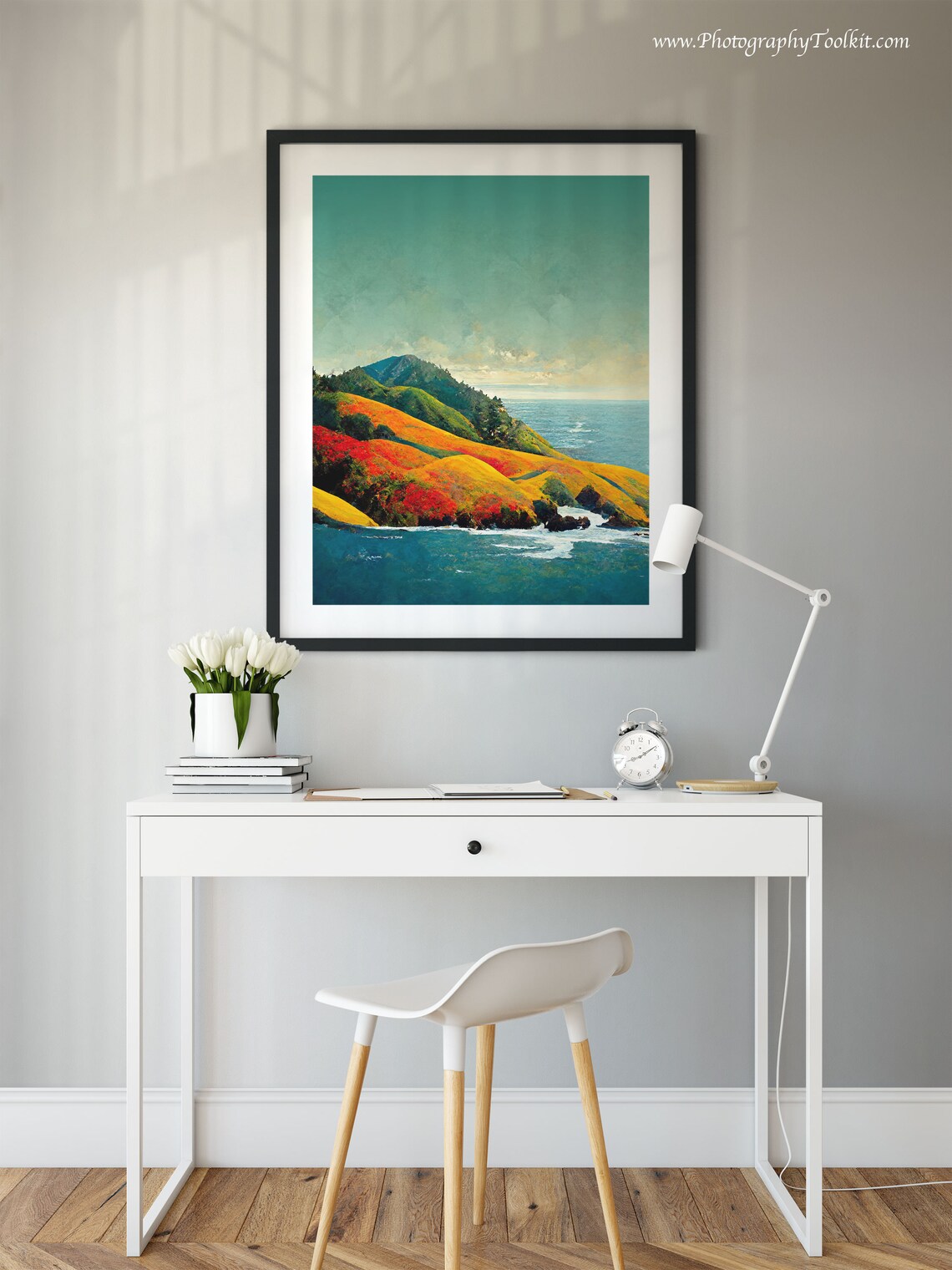Big Sur Golden Cliffs Pacific Ocean Rolling Hills Coastal Landscape Print - Image 2