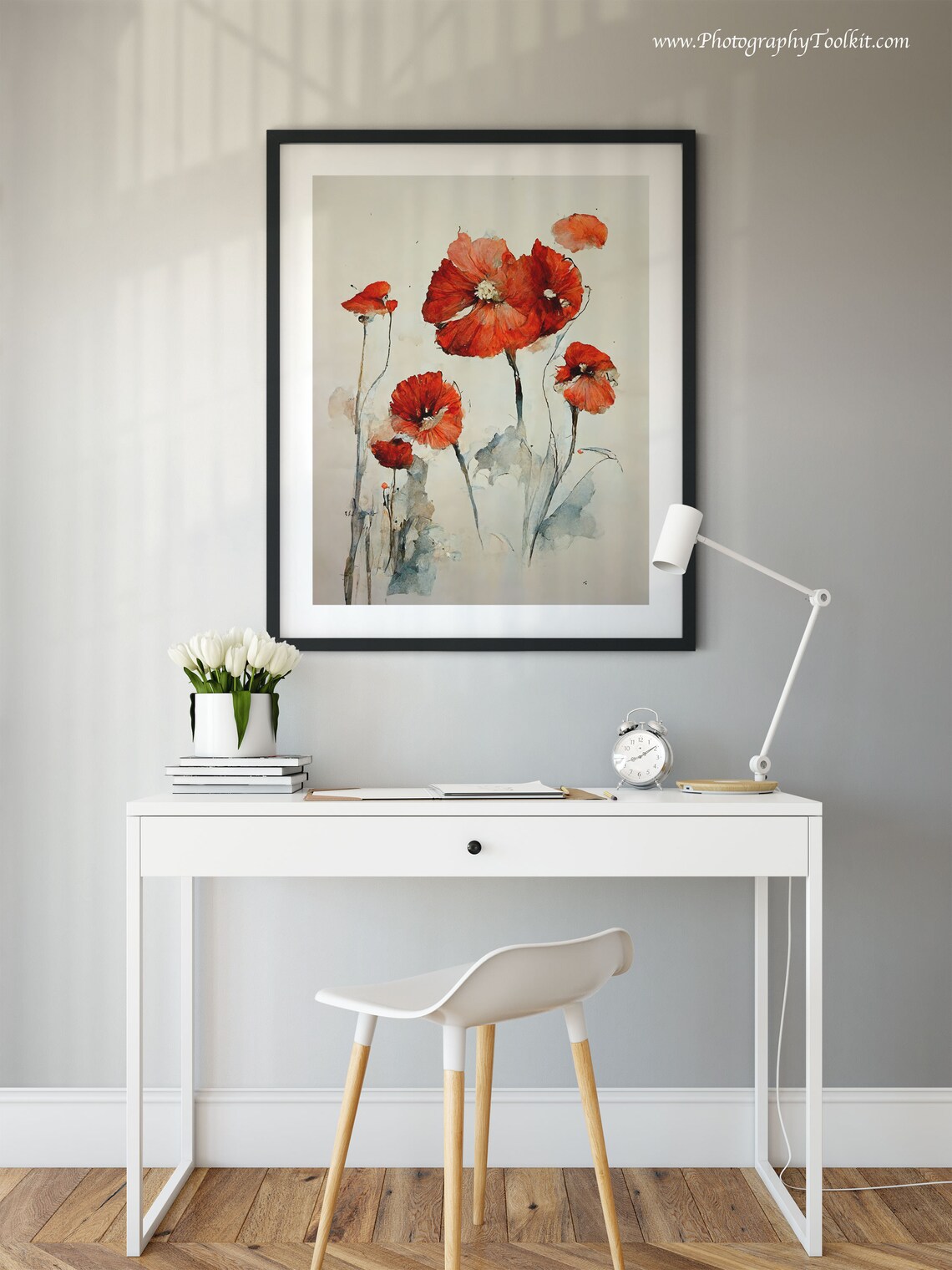 Red Poppies Watercolor Art Print, Farmhouse Floral - Image 2