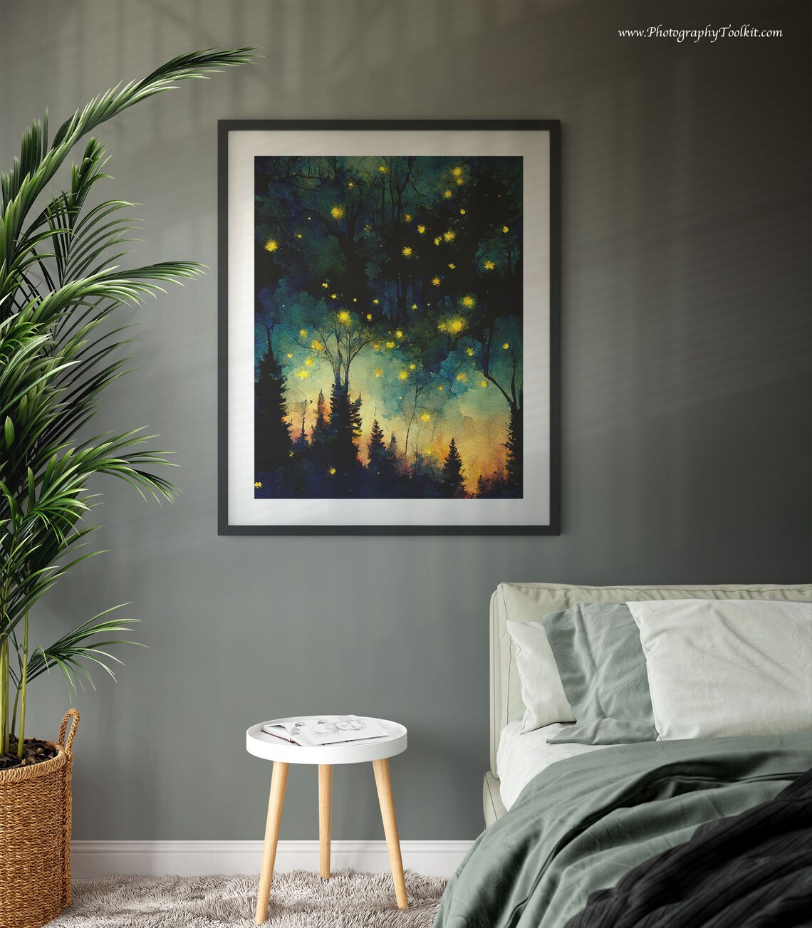 Firefly Night Sky Forest Art Print, Woodland Magic - Image 3