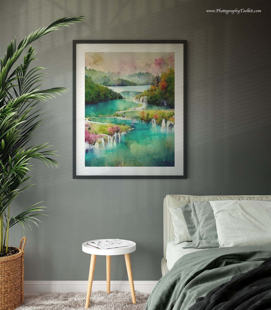 Plitvice Lakes National Park Neutral Landscape Art Print - Image 3