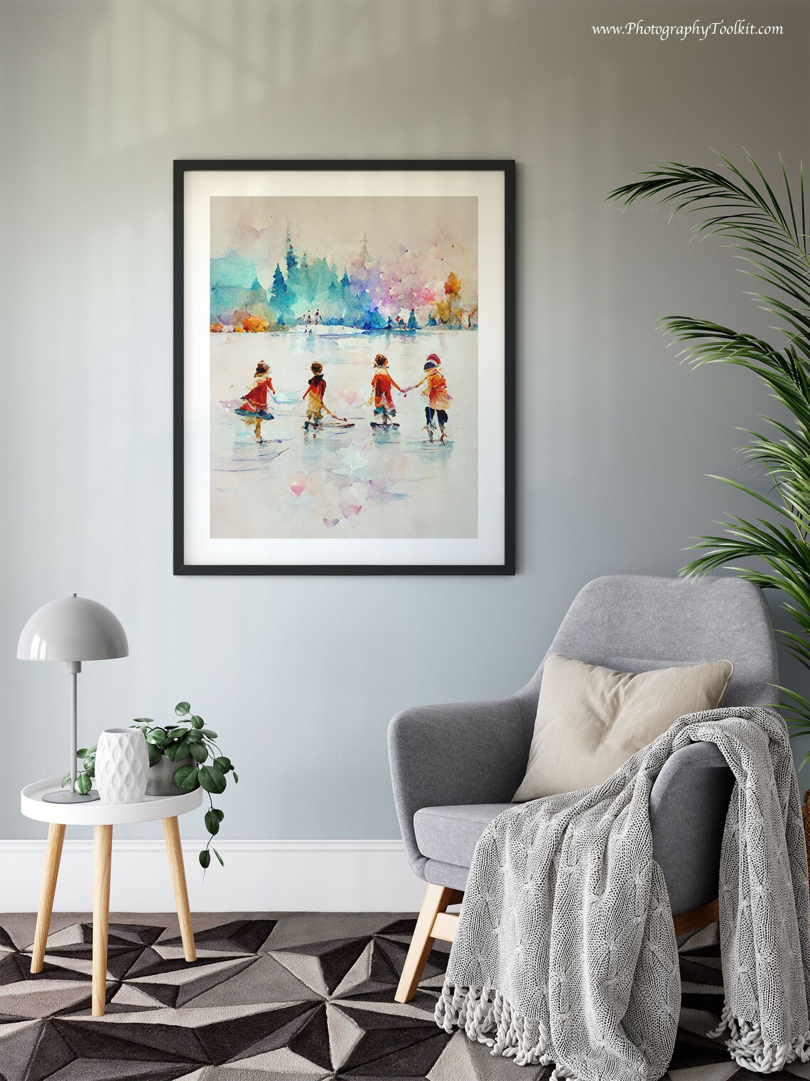 People Ice Skating Christmas Winter Wall Art Print - Image 6