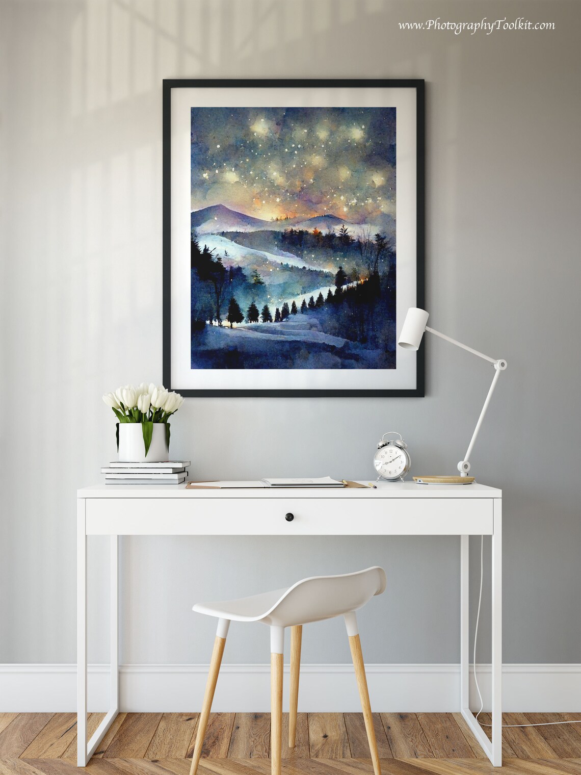 Winter Landscape Art Print, Snowy Trees and Pines - Image 2
