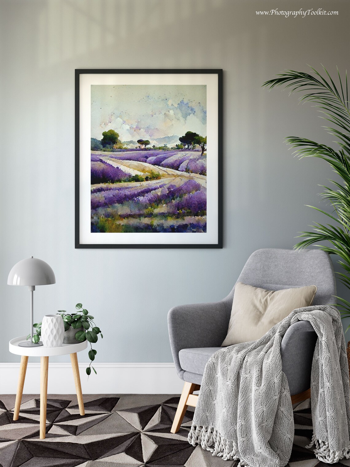 Lavender Field Spring Landscape Art Print - Image 6