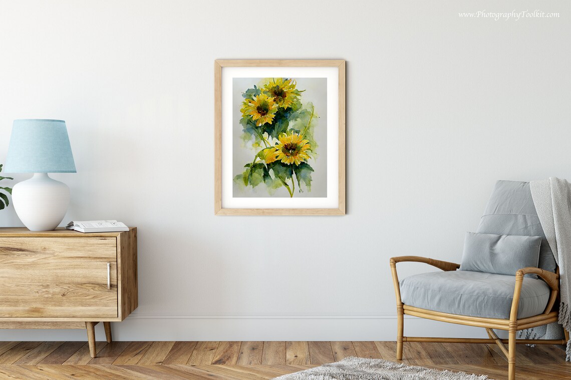 Sunflower Botanical Watercolor Flower Poster - Image 5