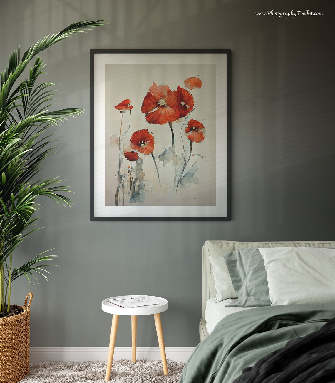 Red Poppies Watercolor Art Print, Farmhouse Floral - Image 3