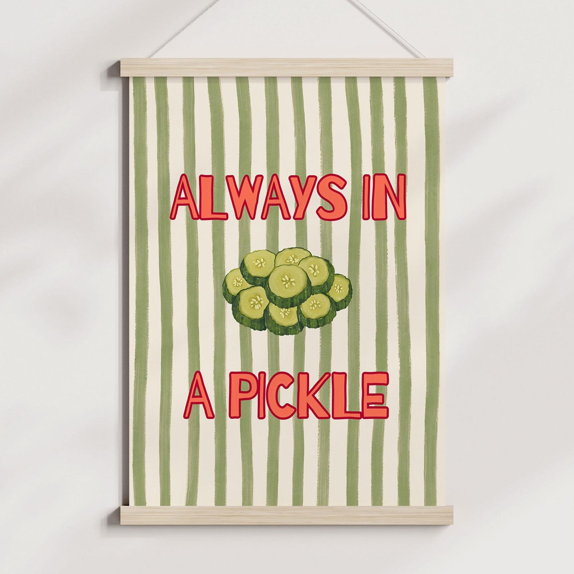 Always In A Pickle Funny Stripy Green And Red Kitchen Poster - Image 4