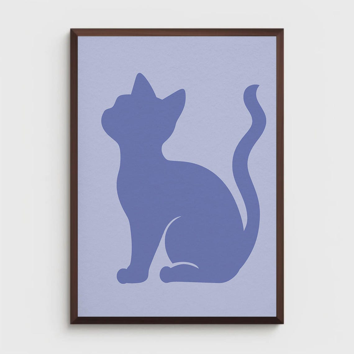 Periwinkle Blue Cat Silhouette Minimalist Animal Room Wall Art - Image 4