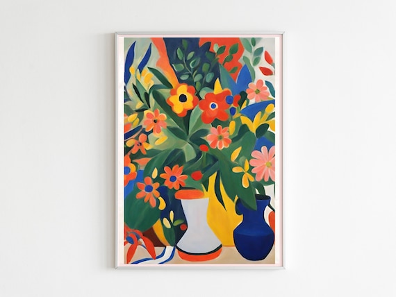 Colorful Matisse Style Flower Bouquet Modern Vibrant Floral Poster