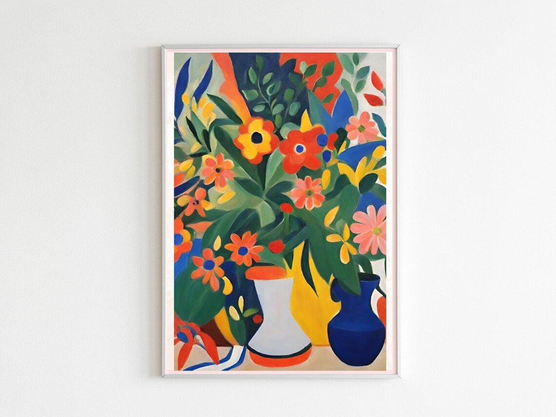 Colorful Matisse Style Flower Bouquet Modern Vibrant Floral Poster