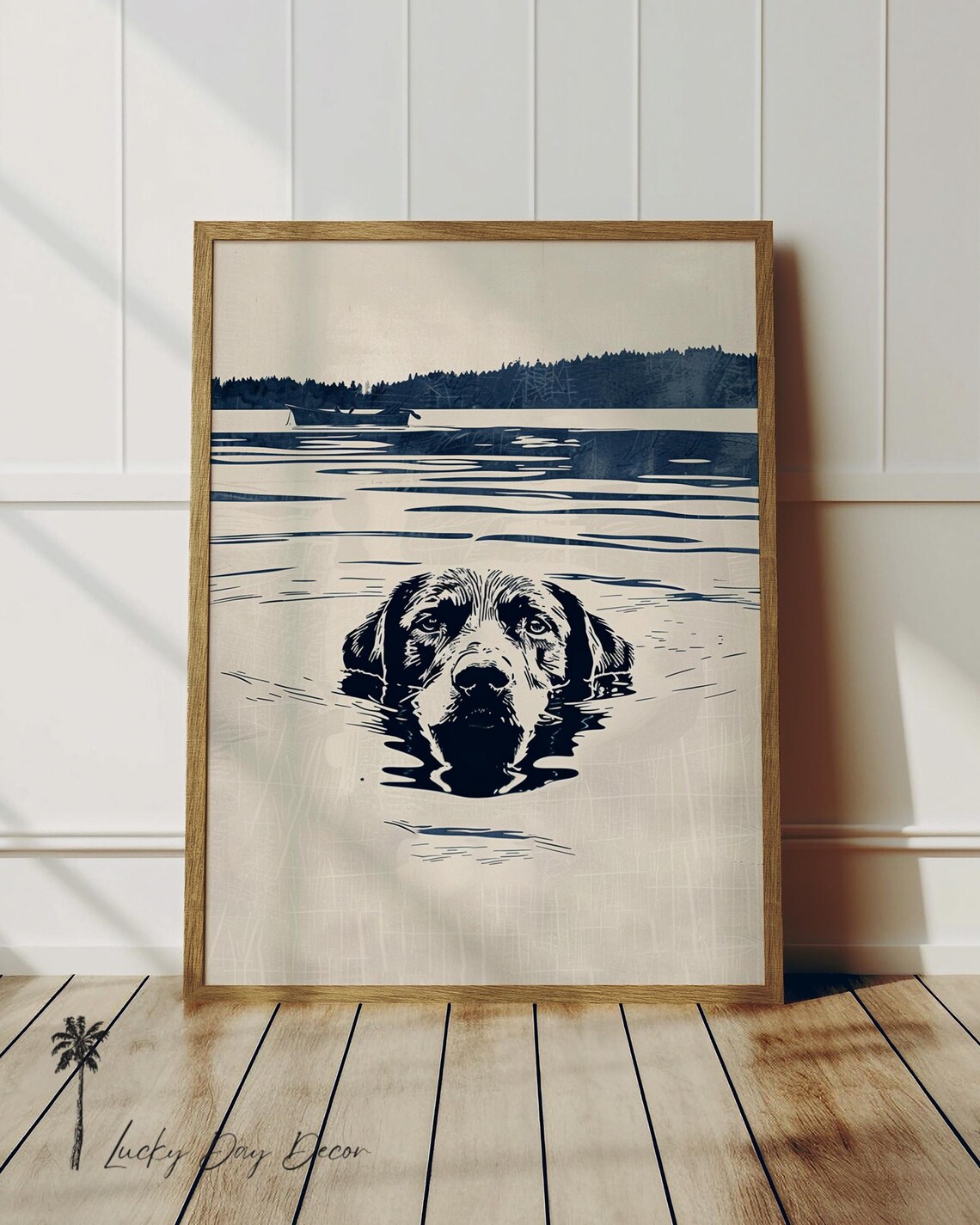 Labrador Retriever Swim Happy Dog Art Print