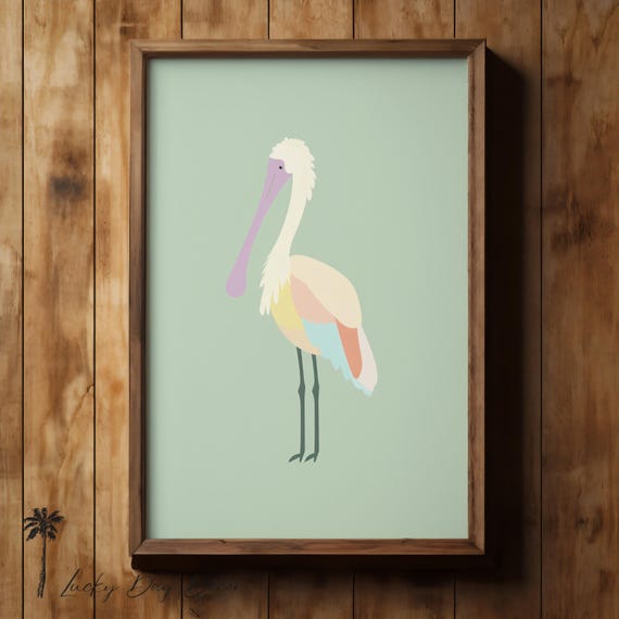 Spoonbill Roseate Sea Life Nursery Simple Childrens Room Art Pastel Nautical Print Coastal Mom Expecting Baby Beach