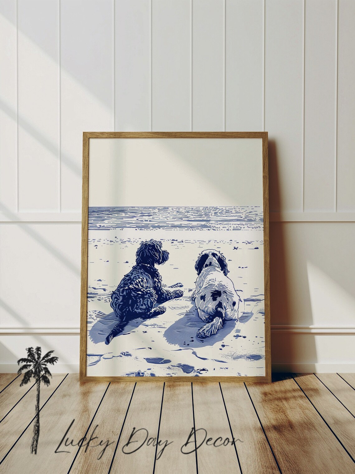 Best Dog Friends At The Beach Coastal Cottage Art Print