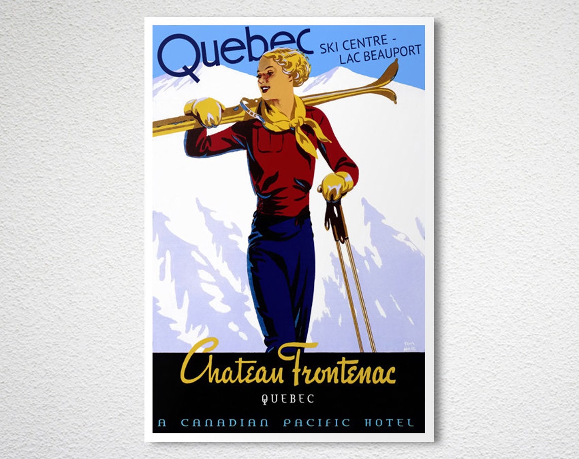 Quebec Chateau Frontenac Ski Centre Lac Beauport Canada Travel Poster - Image 2
