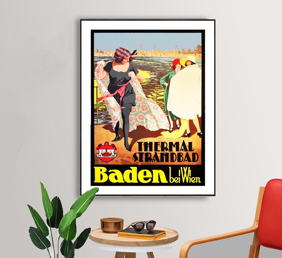 Baden Thermal Strandbad Baden Bei Wien Vintage Travel Poster - Image 2