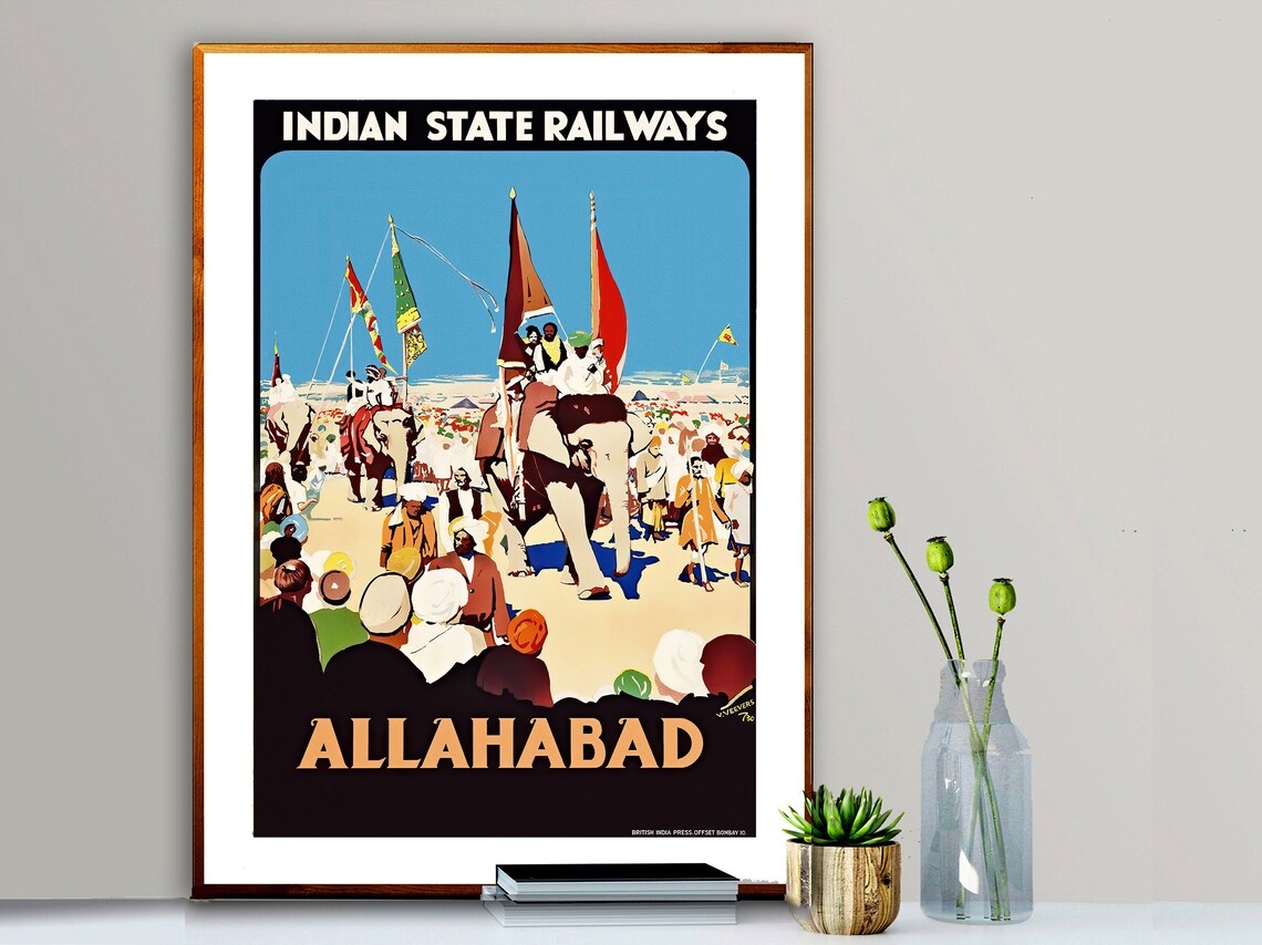 Indian State Railways Allahabad Vintage Travel Poster