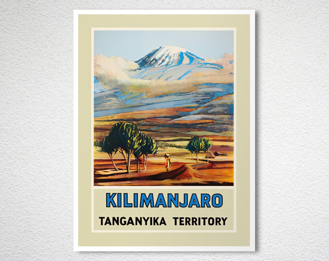 Kilimanjaro Tanganyika Territory Vintage Africa Travel Poster Mountain - Image 2