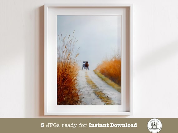 Amish Country Autumn Art Print, Rustic Farmhouse